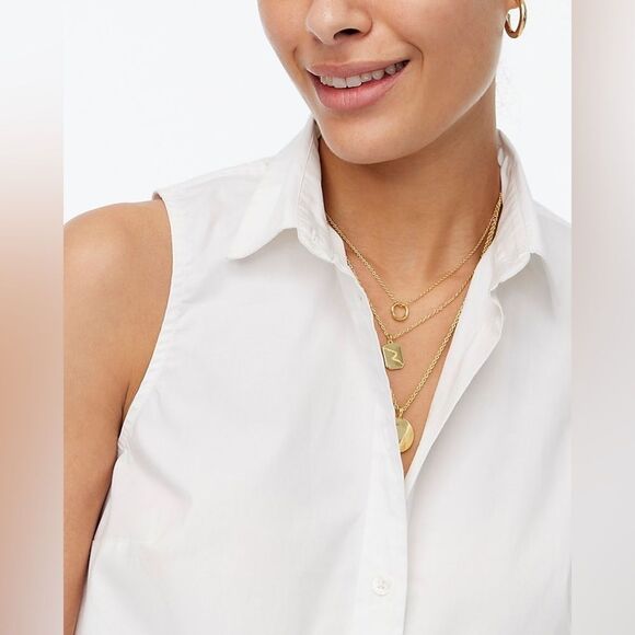 J Crew Factory NWT Sleeveless Cotton Poplin White Shirt Size XL in Signature Fit - Picture 2 of 12